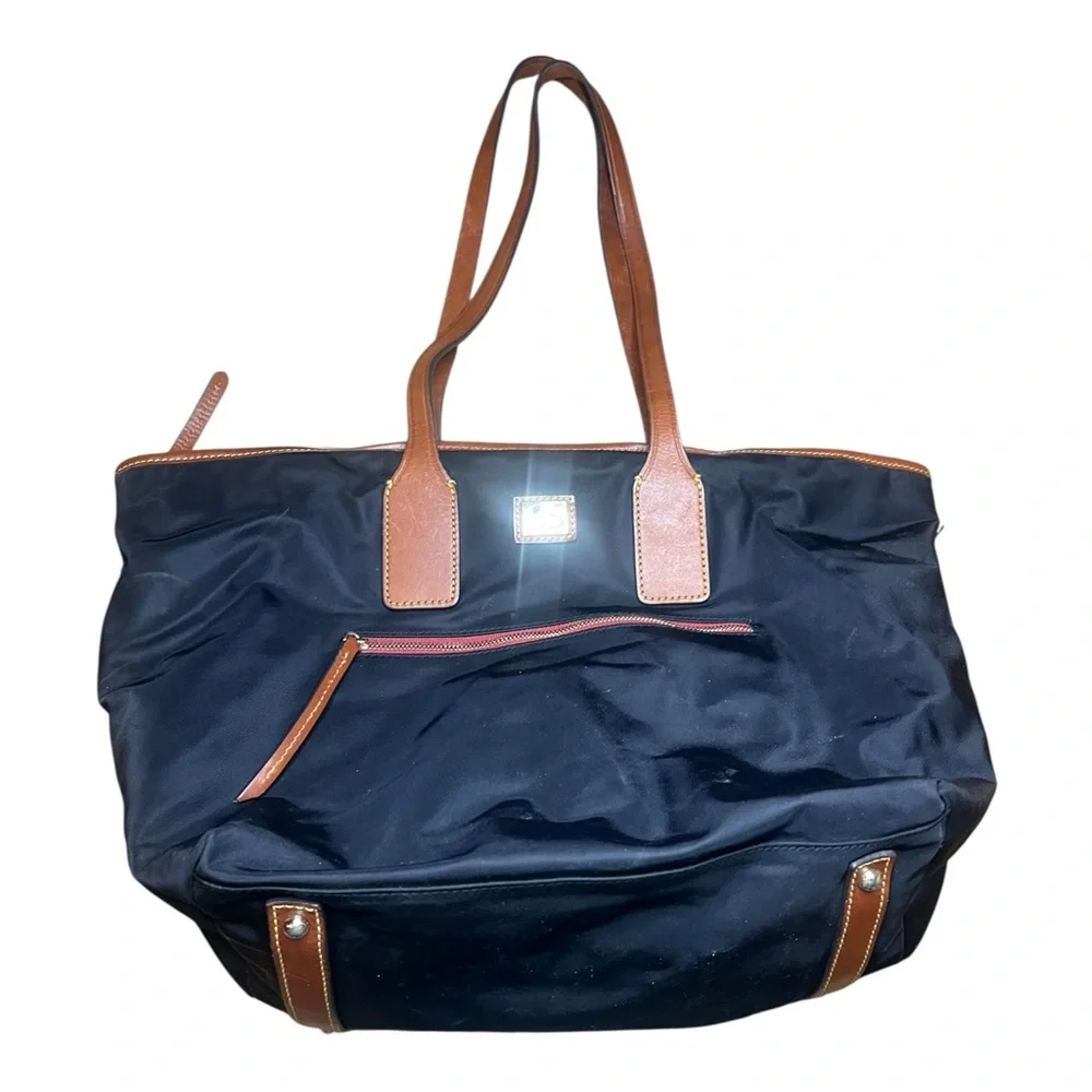 Dooney & Bourke Wayfarer Nylon Tote – Black w/ Vachetta Leather Trim - Picture 3 of 16